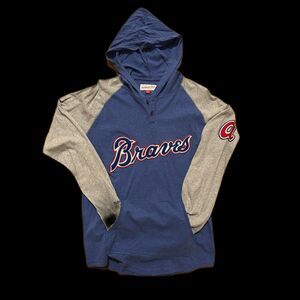 Mitchell & Ness Atlanta Braves Blue and Gray Hooded Jersey